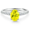 thumbnail image 1 of Gem Stone King 10K White Gold Canary Mystic Topaz and White Lab Grown Diamond Engagement Ring for Women (1.74 Cttw, Oval 8X6MM, Gemstone Birthstone, Size 5), 1 of 4