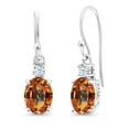 thumbnail image 1 of Gem Stone King 10K White Gold Ecstasy Mystic Topaz and White Created Sapphire Dangle Earrings for Women (2.70 Cttw, Gemstone Birthstone, Oval 8x6mm), 1 of 5