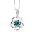 thumbnail image 1 of Gem Stone King 10K White Gold Flower Pendant Forever Classic KLM Round Moissanite and Diamond, 1 of 3