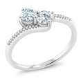 thumbnail image 1 of Gem Stone King 10K White Gold Forever United Two Stone Sky Blue Aquamarine and White Moissanite and Diamond Engagement Ring for Women (0.65 Cttw, Round) (Size 5), 1 of 4
