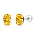 thumbnail image 1 of Gem Stone King 10K White Gold Golden Yellow Zirconia Stud Earrings for Women Men (0.86 Cttw, Gemstone Birthstone, Oval 6X4MM), 1 of 6