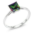thumbnail image 1 of Gem Stone King 10K White Gold Green Mystic Topaz Engagement Ring for Women | 1.20 Cttw | Gemstone Birthstone | Princess 6MM | Available in Size 5, 6, 7, 8, 9, 1 of 4