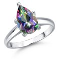 thumbnail image 1 of Gem Stone King 10K White Gold Green Mystic Topaz Engagement Ring for Women | 2.52 Cttw | Pear Shape 10X7MM | Gemstone November Birthstone | Size 5, 1 of 6