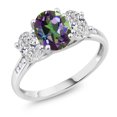 thumbnail image 1 of Gem Stone King 10K White Gold Green Mystic Topaz and Lab Grown Diamond Engagement Ring for Women | 2.58 Cttw | Oval 8X6MM | Gemstone November Birthstone | Size 9, 1 of 3