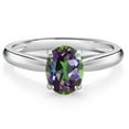 thumbnail image 1 of Gem Stone King 10K White Gold Green Mystic Topaz Solitaire Engagement Ring for Women (1.58 Cttw, Oval 8X6MM, Gemstone Birthstone, Available in Size 5, 6, 7, 8, 9), 1 of 4