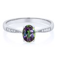 thumbnail image 1 of Gem Stone King 10K White Gold Green Mystic Topaz and White Diamond Engagement Ring for Women (0.86 Cttw, Gemstone Birthstone, Oval 7X5MM, Available in Size 5, 6, 7, 8, 9), 1 of 3