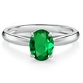 thumbnail image 1 of Gem Stone King 10K White Gold Green Nano Emerald Solitaire Engagement Ring for Women (0.75 Cttw, Oval 8X6MM, Gemstone May Birthstone, Available in Size 5, 6, 7, 8, 9), 1 of 4