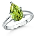 thumbnail image 1 of Gem Stone King 10K White Gold Green Peridot Engagement Ring for Women | 1.84 Cttw | Pear Shape 10X7MM | Gemstone August Birthstone | Size 6, 1 of 6