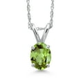 thumbnail image 1 of Gem Stone King 10K White Gold Green Peridot Pendant Necklace for Women | 0.50 Cttw | Gemstone August Birthstone | Oval 6X4MM | With 18 inch Chain, 1 of 6