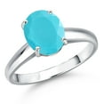 thumbnail image 1 of Gem Stone King 10K White Gold Green Turquoise Engagement Ring for Women | 1.50 Cttw | Oval 9X7MM | Gemstone Birthstone | Size 5, 1 of 6