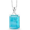 thumbnail image 1 of Gem Stone King 10K White Gold Green Turquoise Pendant Necklace for Women (5.00 Cttw, Gemstone Birthstone, Emerald Cut Cut 14x10MM, with 18 inch Chain), 1 of 5