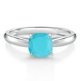 thumbnail image 1 of Gem Stone King 10K White Gold Green Turquoise Solitaire Engagement Ring for Women (0.90 Cttw, Gemstone, Cushion 6MM), 1 of 4