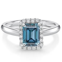 Gem Stone King 10K White Gold Halo Engagement Ring Persian Blue Moissanite and Lab Grown Diamond (1.16 Cttw, Size 8)