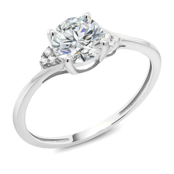 Gem Stone King 10K White Gold IGI Certified Lab Grown Diamond Engagement Ring for Women | 1.06 Cttw | Center Round Diamond 1 Ct | E-F Color | VS1-VS2 Clarity (Size 6)