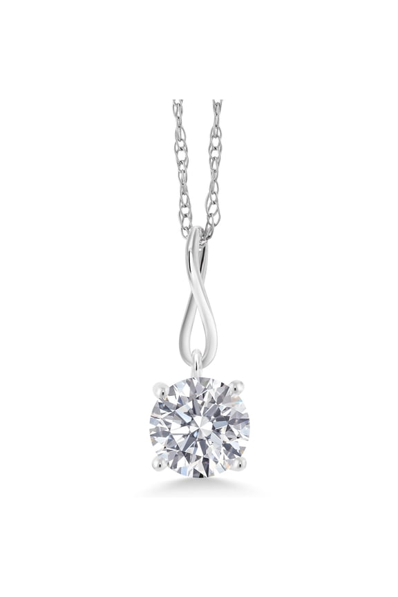 10K White Gold IGI Certified Lab Grown Diamond Pendant | 1.00 Ct Round Cut | E-F Color VS1-VS2 Clarity | With 18 inch Gold Chain