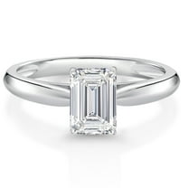 Gem Stone King 10K White Gold IGI Certified Lab Grown Diamond Solitaire Anniversary Engagement Ring for Women | Emerald Cut 1 Ct | E-F Color | VS1-VS2 Clarity | Size 10