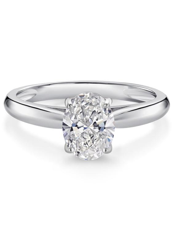 10K White Gold IGI Certified Lab Grown Diamond Solitaire Engagement Ring for Women | 1 Ct Oval Cut | D-E Color | VS1-VS2 Clarity | Size 5.5