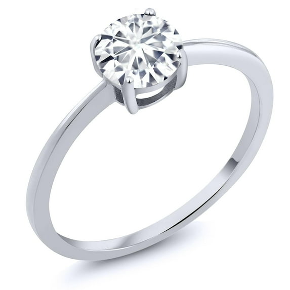 Gem Stone King 10K White Gold IGI Certified Lab Grown Diamond Solitaire Engagement Ring for Women | 1 Ct Round Cut | D-E Color | VS1-VS2 Clarity | Size 8.5