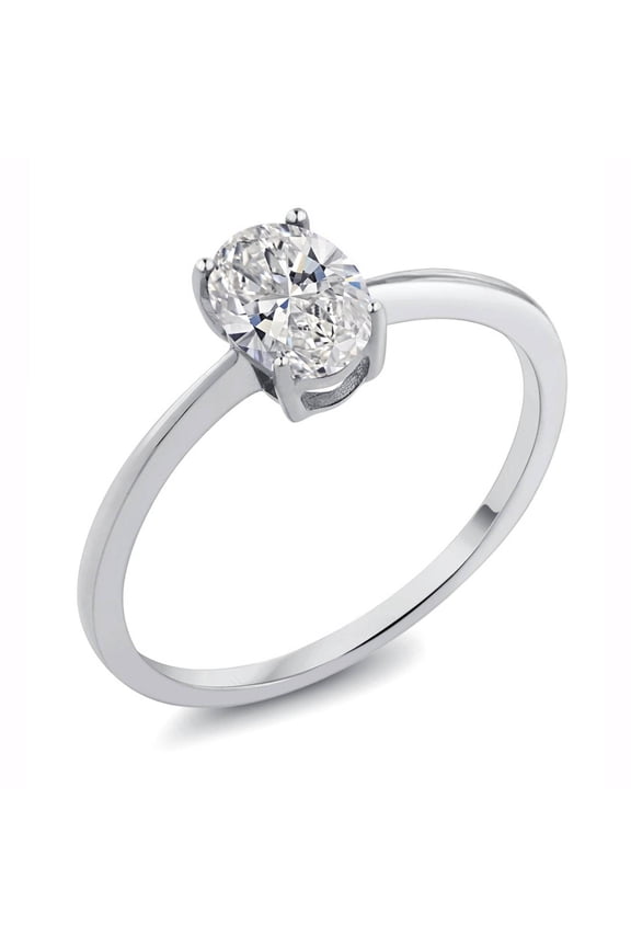 10K White Gold IGI Certified Lab Grown Diamond Solitaire Ring for Women | 1 Ct Oval Cut | D-E Color | VS1-VS2 Clarity | Size 10