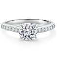 thumbnail image 1 of Gem Stone King 10K White Gold IGI Certified Lab Grown Diamond Women Engagement Ring | 1.24 Cttw | Center Cushion Cut Diamond 1 Ct | D-E Color | VS1-VS2 Clarity (Size 9), 1 of 5