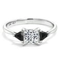 thumbnail image 1 of Gem Stone King 10K White Gold Lab Grown Diamond and Black Onyx Engagement Ring for Women | 0.96 Cttw | Princess 5MM | Gemstone April Birthstone (Size 9), 1 of 5