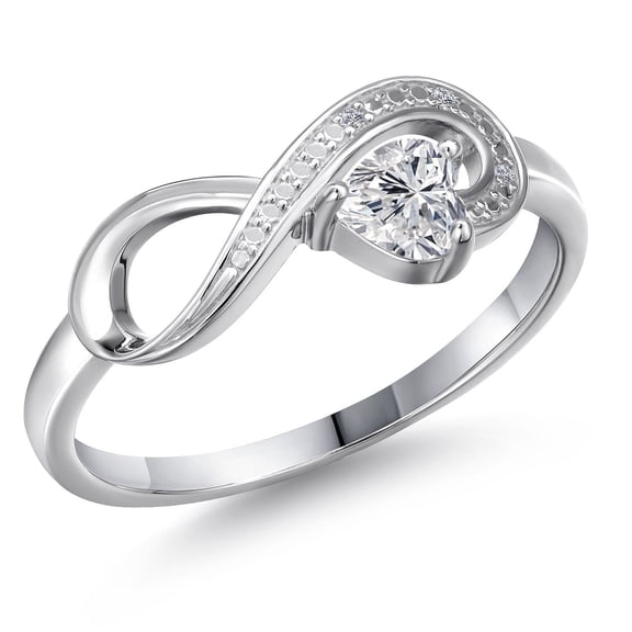 Gem Stone King 10K White Gold Lab Grown Diamond Engagement Ring for Women | 0.24 Cttw | Heart Shape 4MM | Gemstone April Birthstone | DEF Color | VVS-VS Clarity (Size 9)