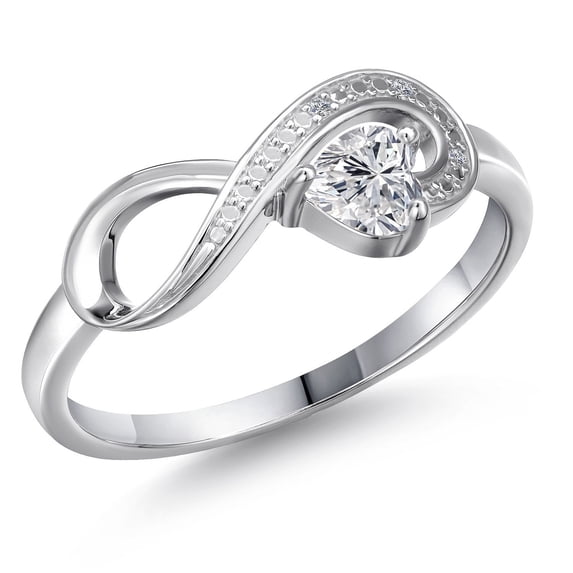 Gem Stone King 10K White Gold Lab Grown Diamond Engagement Ring for Women | 0.24 Cttw | Heart Shape 4MM | Gemstone April Birthstone | DEF Color | VVS-VS Clarity | Size 6