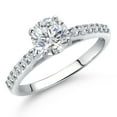 thumbnail image 1 of Gem Stone King 10K White Gold Lab Grown Diamond Engagement Ring for Women | 0.92 Cttw | Round 6MM | Gemstone April Birthstone | DEF Color | VVS-VS Clarity | Size 6, 1 of 6