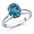 thumbnail image 1 of Gem Stone King 10K White Gold London Blue Topaz Engagement Ring for Women | 2.25 Cttw | Oval 9X7MM | Gemstone November Birthstone | Size 8, 1 of 6
