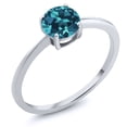 thumbnail image 1 of Gem Stone King 10K White Gold London Blue Topaz Solitaire Engagement Ring for Women (1.10 Cttw, Round 6MM, Gemstone November Birthstone, Size 6), 1 of 5
