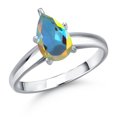 thumbnail image 1 of Gem Stone King 10K White Gold Mercury Mist Mystic Topaz Engagement Ring for Women | 1.00 Cttw | Pear Shape 8X5MM | Gemstone November Birthstone | Size 6, 1 of 6