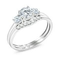 thumbnail image 1 of Gem Stone King 10K White Gold Moissanite and White Created Sapphire and Lab Grown Diamond 3-Stone Bridal Engagement Wedding Ring Set for Women | 0.83 Cttw | Size 8, 1 of 6