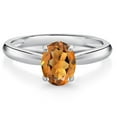 thumbnail image 1 of Gem Stone King 10K White Gold Orange Red Madeira Citrine Solitaire Engagement Ring for Women (1.10 Cttw, Oval 8X6MM, Gemstone Birthstone, Available in Size 5, 6, 7, 8, 9), 1 of 4