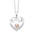thumbnail image 1 of Gem Stone King 10K White Gold Peach Morganite and White Lab Grown Diamond Heart and Infinity Pendant Necklace for Women (0.82 Cttw, Round 5MM, with 18 inch Silver Chain), 1 of 4