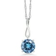 thumbnail image 1 of Gem Stone King 10K White Gold Pendant Vivid Persian Blue Round 1.00cttw Moissanite, 1 of 5