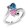 thumbnail image 1 of Gem Stone King 10K White Gold Persian Blue Moissanite and Pink Moissanite and Black Diamond Engagement Ring for Women (1.63 Cttw, Gemstone Birthstone, Heart Shape 6MM, Size 5), 1 of 3