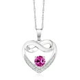 thumbnail image 1 of Gem Stone King 10K White Gold Pink Created Sapphire and White Lab Grown Diamond Heart and Infinity Pendant Necklace for Women (0.97 Cttw, Round 5MM, with 18 inch Silver Chain), 1 of 4