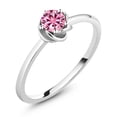 thumbnail image 1 of Gem Stone King 10K White Gold Pink Moissanite Solitaire Engagement Ring for Women (0.50 Cttw, Round 5MM, Gemstone Birthstone, Available in Size 5, 6, 7, 8, 9), 1 of 4