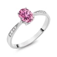thumbnail image 1 of Gem Stone King 10K White Gold Pink Moissanite and White Diamond Engagement Ring for Women (0.96 Cttw, Gemstone Birthstone, Oval 7X5MM, Available in Size 5, 6, 7, 8, 9), 1 of 5