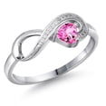 thumbnail image 1 of Gem Stone King 10K White Gold Pink Mystic Topaz and White Diamond Accent Infinity Ring for Women (0.33 Cttw, Heart Shape 4MM, Gemstone November Birthstone, Size 8), 1 of 6