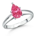 thumbnail image 1 of Gem Stone King 10K White Gold Pink Zirconia Engagement Ring for Women | 0.81 Cttw | Pear Shape 8X5MM | Gemstone Birthstone | Size 6, 1 of 6
