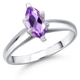 thumbnail image 1 of Gem Stone King 10K White Gold Purple Amethyst Engagement Ring for Women | 0.41 Cttw | Marquise 8X4MM | Gemstone February Birthstone | Size 9, 1 of 6