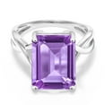 thumbnail image 1 of Gem Stone King 10K White Gold Purple Amethyst Engagement Ring for Women | 7.00 Cttw | Emerald Cut 14X10MM | Gemstone February Birthstone | Size 6, 1 of 6