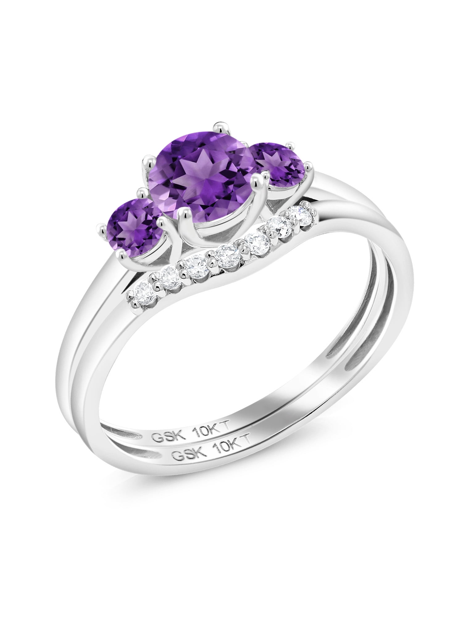Split Shank Amethyst Ring with Wedding Band | LUO