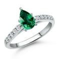thumbnail image 1 of Gem Stone King 10K White Gold Rainforest Topaz and Lab Grown Diamond Engagement Ring for Women | 1.20 Cttw | Pear Shape 8X5MM | Gemstone November Birthstone | Size 5, 1 of 6