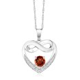 thumbnail image 1 of Gem Stone King 10K White Gold Red Garnet and White Lab Grown Diamond Heart and Infinity Pendant Necklace for Women (1.42 Cttw, Round 5MM, with 18 inch Silver Chain), 1 of 4