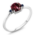 thumbnail image 1 of Gem Stone King 10K White Gold Red Rhodolite Garnet and Blue Sapphire Solitaire Engagement Ring for Women (1.03 Cttw, Round 6MM, Gemstone January Birthstone, Size 9), 1 of 6