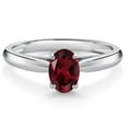 thumbnail image 1 of Gem Stone King 10K White Gold Red Rhodolite Garnet Solitaire Engagement Ring for Women (0.90 Cttw, Oval 7X5MM, Gemstone January Birthstone, Size 7), 1 of 4