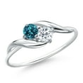 thumbnail image 1 of Gem Stone King 10K White Gold Round London Blue Topaz and White Topaz Ring for Women (0.44 Cttw, Round 3.5MM, Gemstone November Birthstone, Size 8), 1 of 3