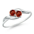 thumbnail image 1 of Gem Stone King 10K White Gold Round Red Garnet Ring for Women (0.40 Cttw, Round 3.5MM, Gemstone January Birthstone, Size 6), 1 of 3